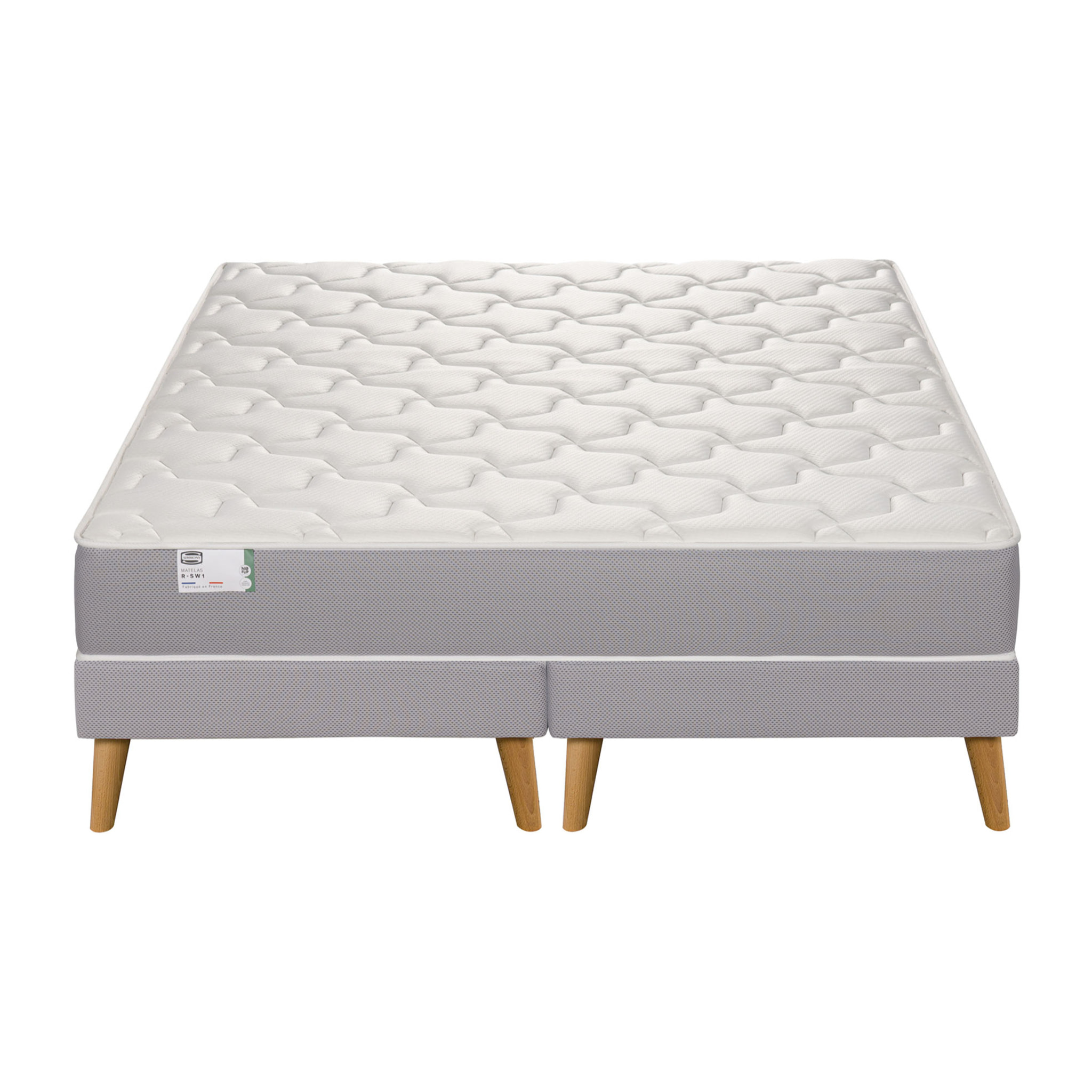 Ensemble L&rsquo,OPTIMAL matelas H22 ressort ensachés, ferme, 2 sommiers