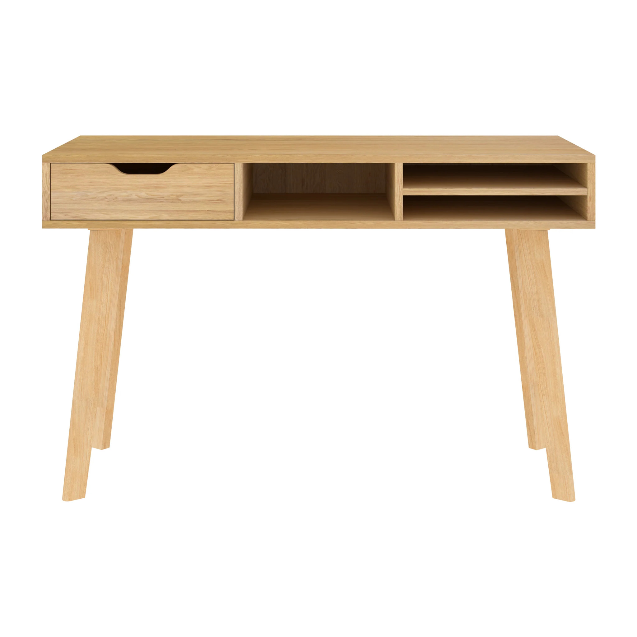 Bureau 1 tiroir et 3 niches en bois clair - Moka
