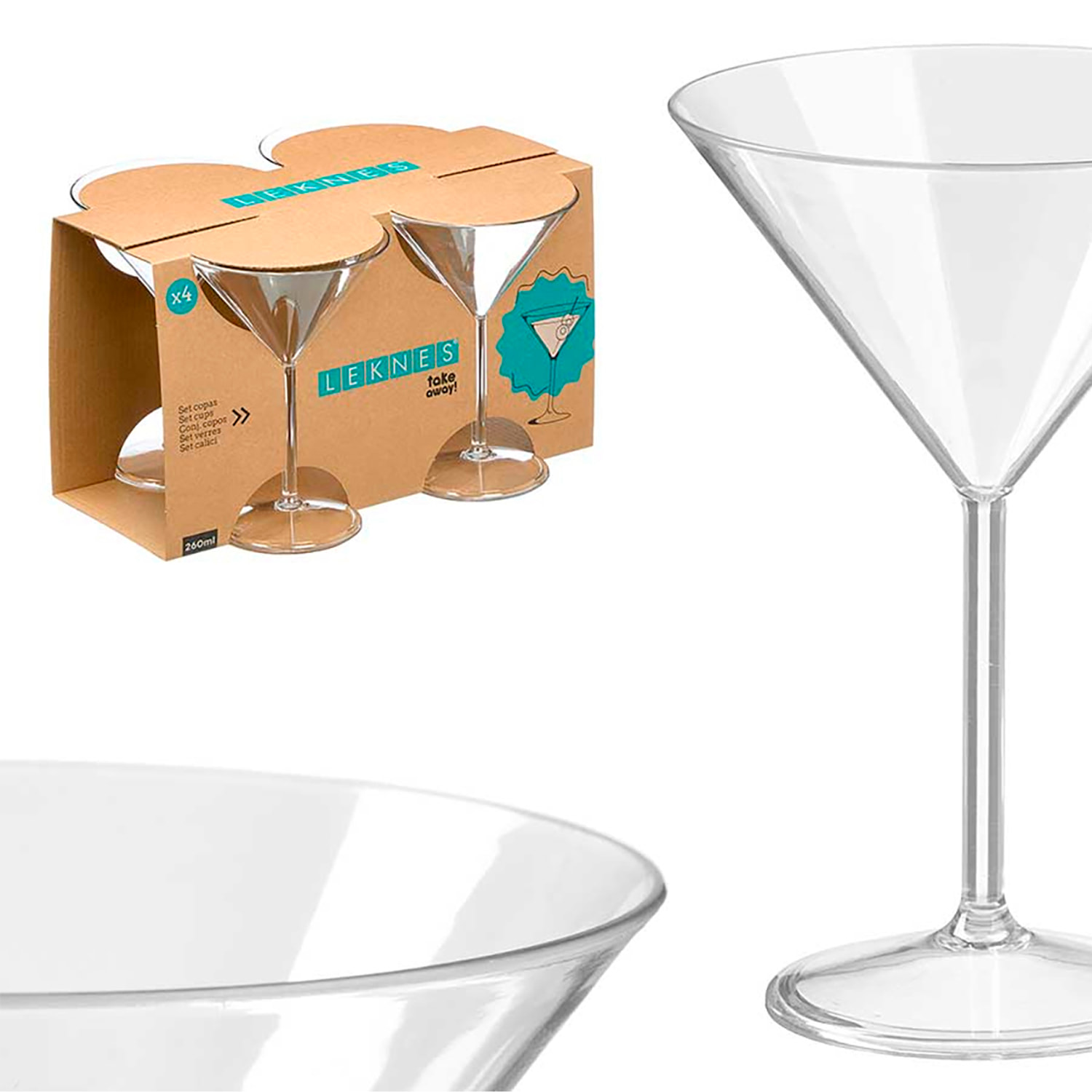 Set 4 copas cóctel de 260ml acrilico