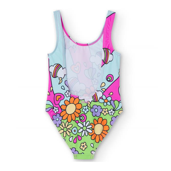 Bañador estampado niña, algodón, estampado de verano, fresa