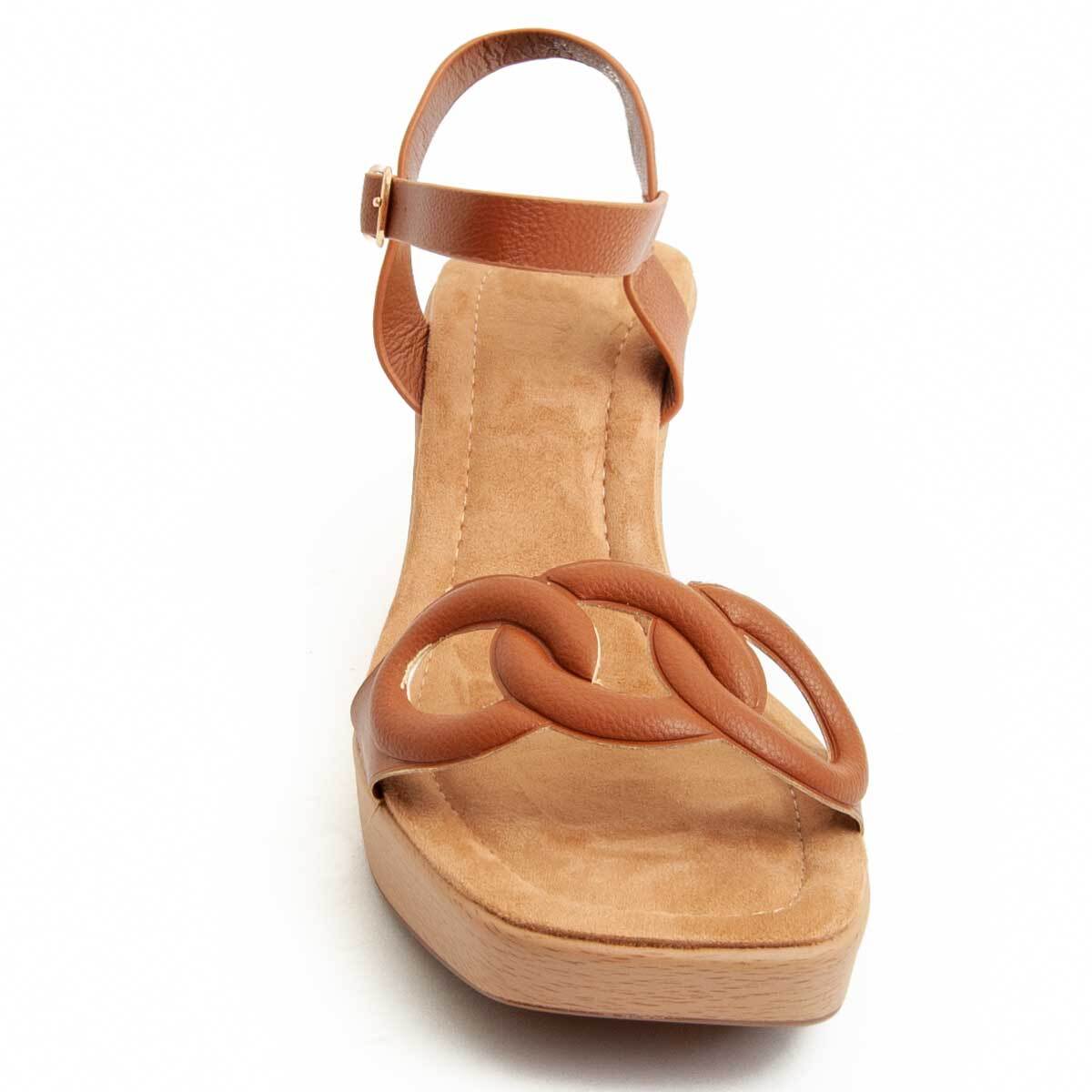 Sandalia de cuña - Camel - Altura: 7 cm