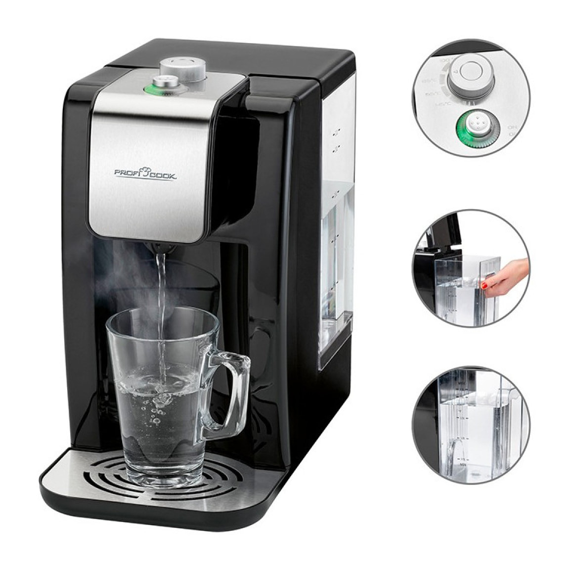 Distributeur d'eau chaude 2,2L 2600W Proficook PC-HWS 1168 Noir