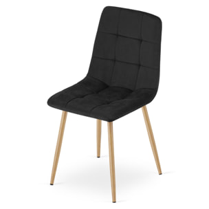 Sedia Kara in velluto nero con gambe effetto legno