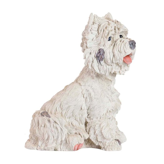 Figura Perro Westie Resina Beige 26x17x31 Cm