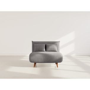 Lumi - Banquette convertible clic-clac 1 place en velours côtelé - Gris