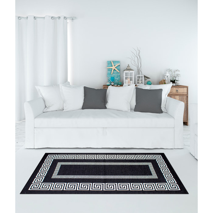 TAPPETO ARREDO ATENE NERO/ BIANCO CON FONDO ANTISCIVOLO