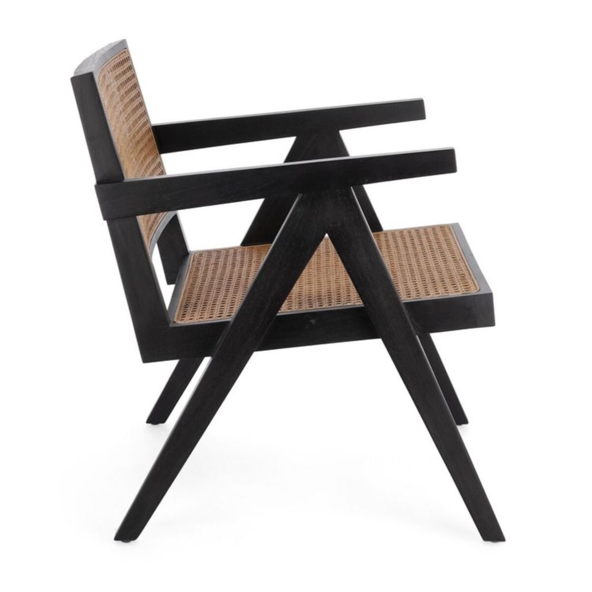 Poltrona lounge GALIA in legno di teak nero e rattan