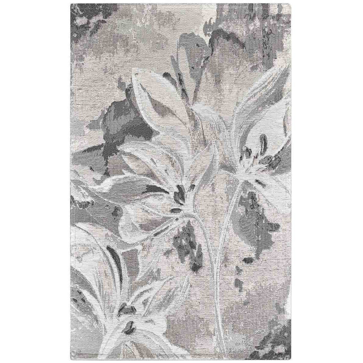 Tappeto Arredo Disegno Floreale Grigio