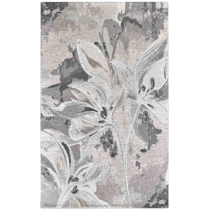 Tappeto Arredo Disegno Floreale Grigio