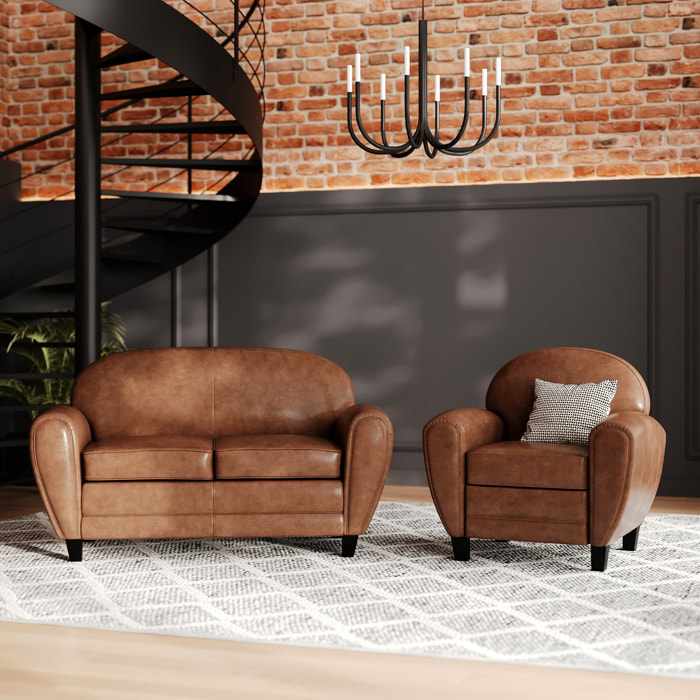 Ensemble canapé et fauteuil camel 3 places - Club - Club