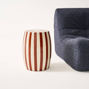 Table d'appoint, bout de canapé, table de chevet acier émaillé, rayures bicolores Ø35 x H 46cm MIZZY