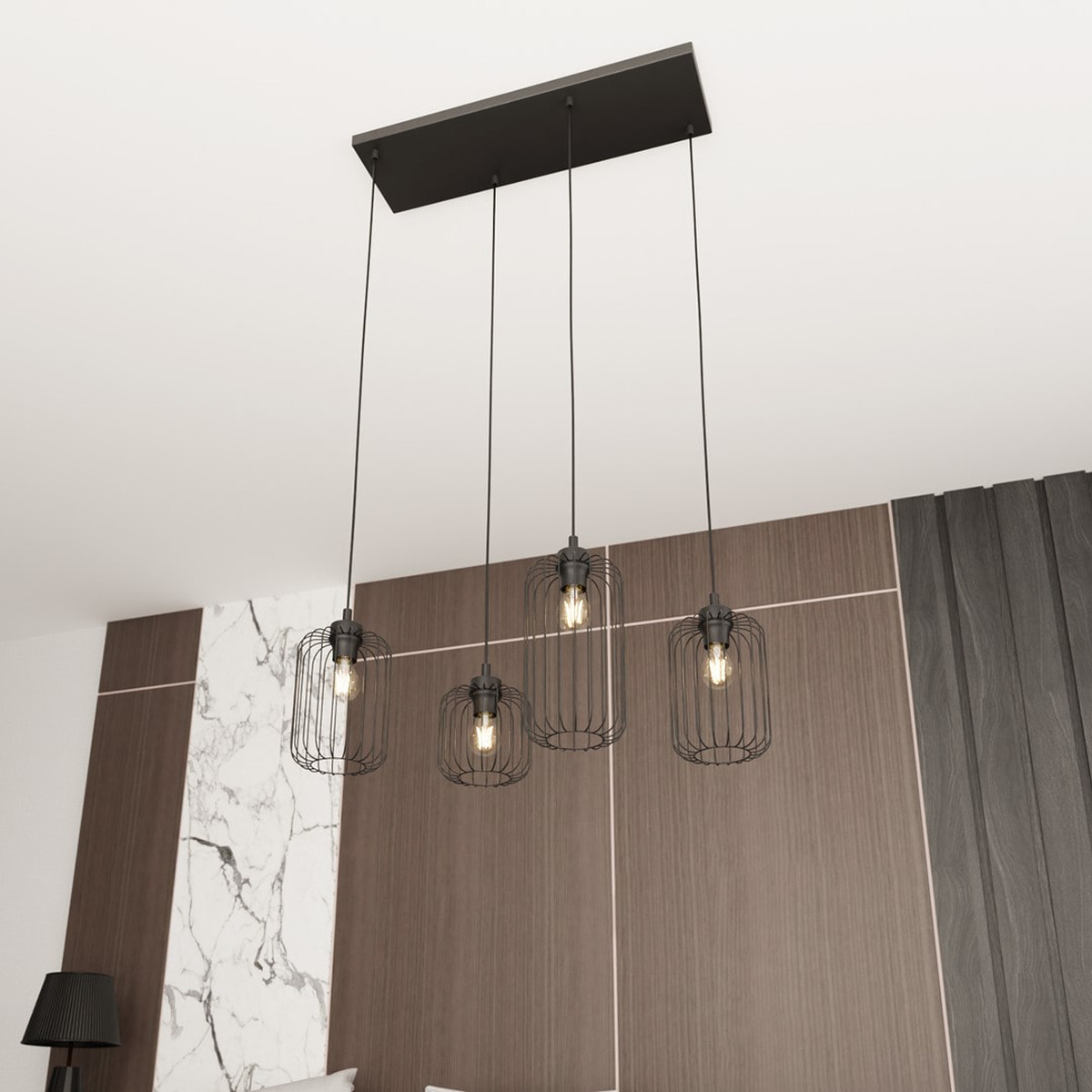 Lampada a sospensione VANDER in acciaio nero