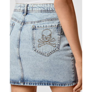 PHILIPP PLEIN Denim Mini Skirt Skull