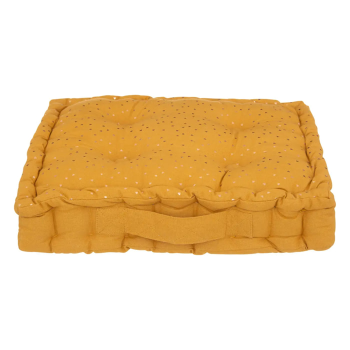 Coussin de sol enfant "Berlingot" - coton - jaune ocre - 40x40 cm