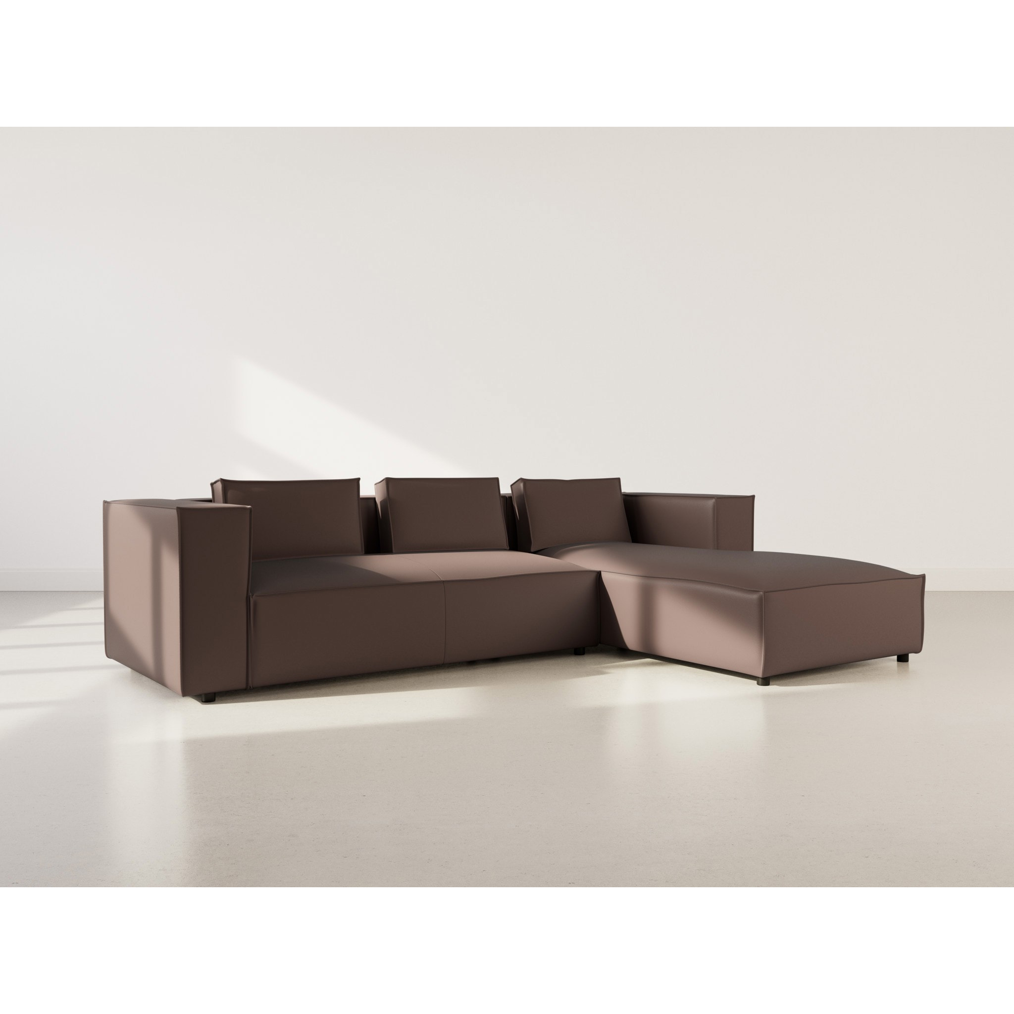 Stella - canapé d'angle droit 4 places en simili - Marron