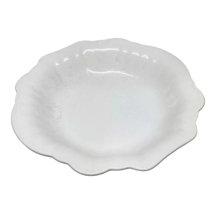 Lot de 6 ASSIETTE CREUSE EN PORCELAINE BLANCHE FLORALE 21.5CM