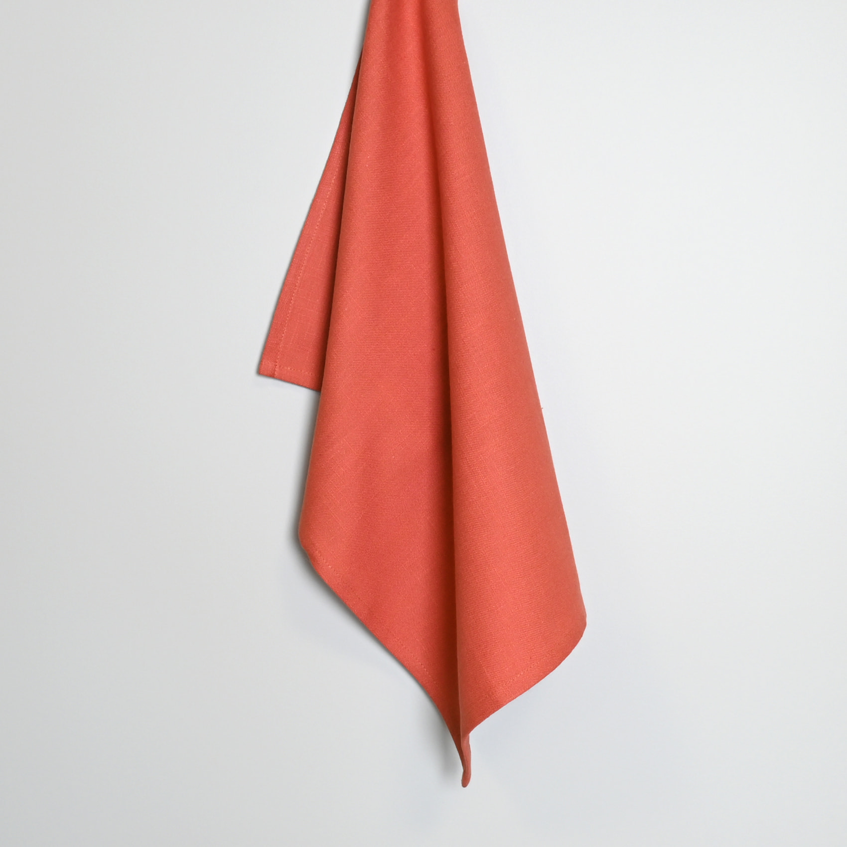 Torchon de cuisine en coton uni aspect tissé - Terracotta