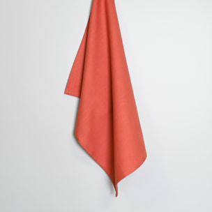 Torchon de cuisine en coton uni aspect tissé - Terracotta