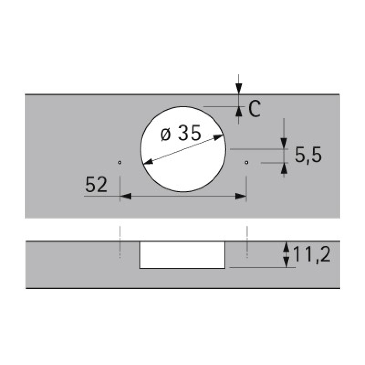 Charnière HETTICH Intermat 9936 - Base -3,5 mm - TH 42 - 73921