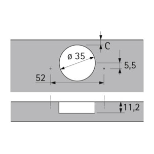 Charnière HETTICH Intermat 9936 - Base -3,5 mm - TH 42 - 73921
