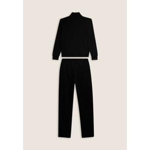 Tuta full zip in felpa garzata con collo alto e gamba dritta