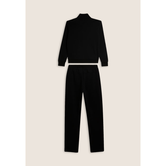 Tuta full zip in felpa garzata con collo alto e gamba dritta