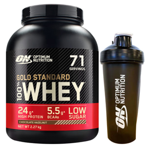 Gold Standard 100% Whey Proteine in Polvere con Aminoacidi Cioccolato alle Nocciole 2,27kg 71 Porzioni + Shaker