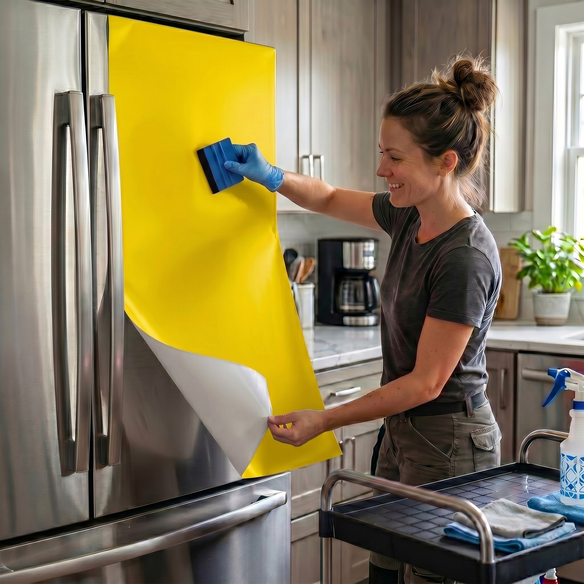 Rouleau adhésif décoratif Vinyle au Mètre - Jaune canari - Sticker Lavable Imperméable Mur Cuisine Meubles