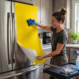 Rouleau adhésif décoratif Vinyle au Mètre - Jaune canari - Sticker Lavable Imperméable Mur Cuisine Meubles