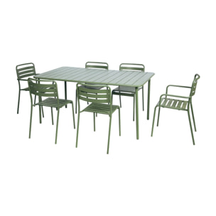 Table de jardin métal 6-8 places. vert. Amelia. 160x90xH72.5cm