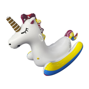 Sedia galleggiante gonfiabile per bambini, design unicorno, spara acqua.