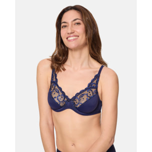 Sujetador con aros de microfibra y bordados