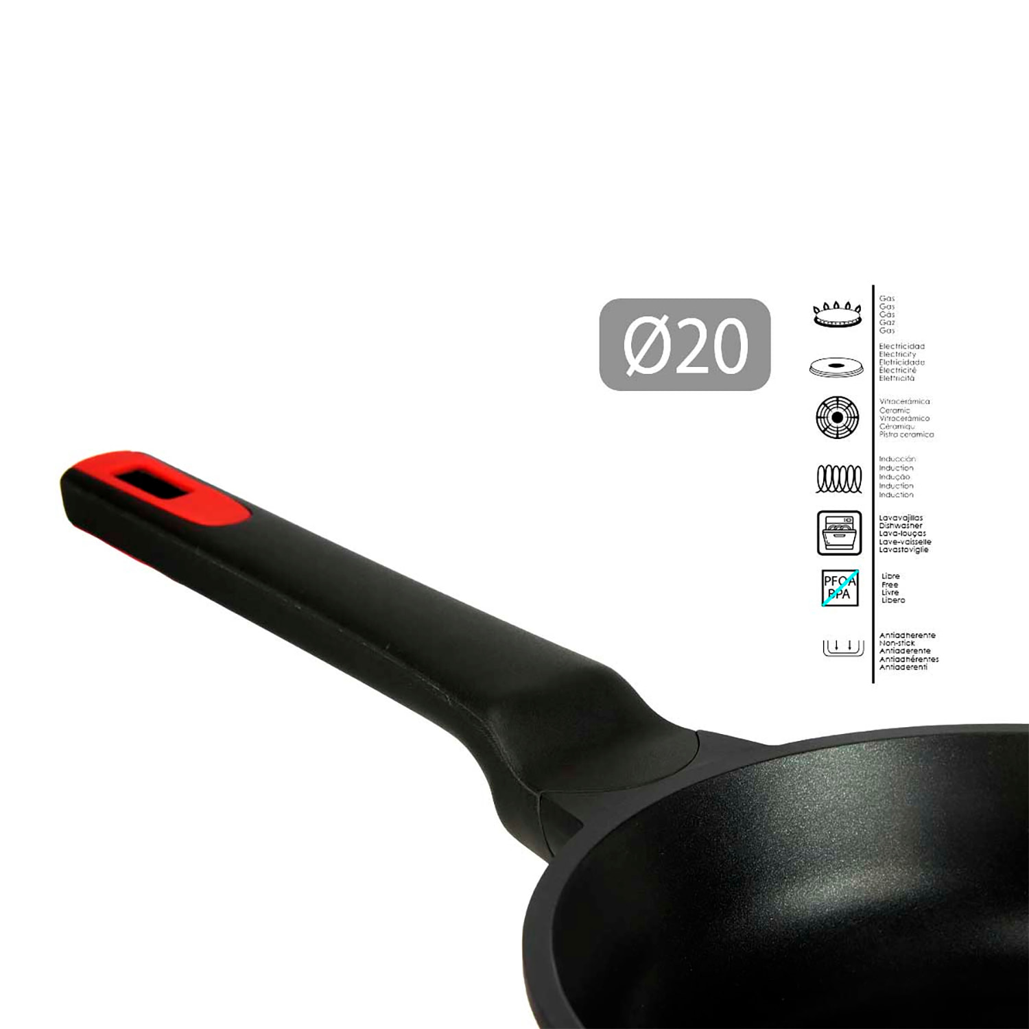DAM VASCA DIGA 20CM COLATA A INDUZIONE FUSA 21x39x7,5 Cm. Colore nero