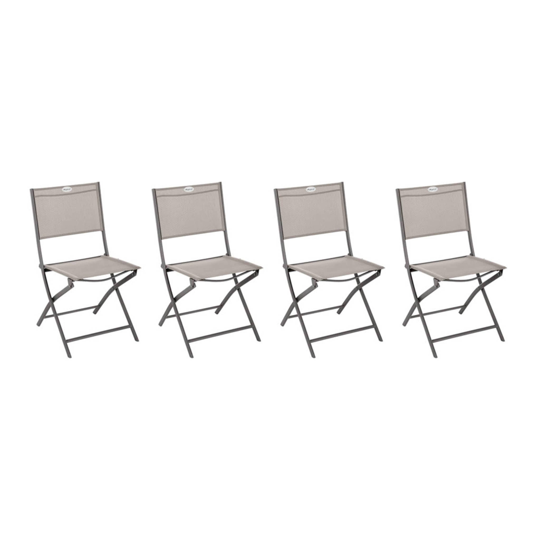 Lot de 4 chaises de jardin pliantes "Modula" noisette & tonka acier traité époxy