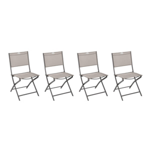 Lot de 4 chaises de jardin pliantes "Modula" noisette & tonka acier traité époxy