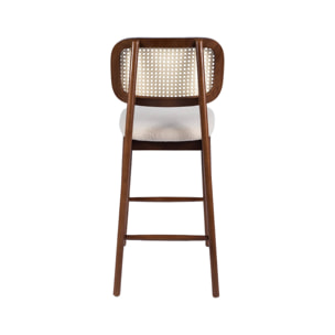 Tabouret de bar bois d'hévéa cannage et bouclette 66,5cm (lot de 2) MANI