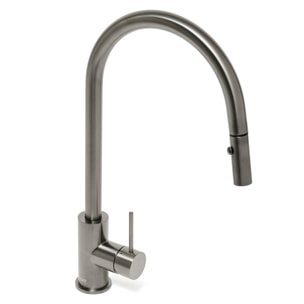 Aurum mitigeur évier à levier sur pied 44 cm avec douchette extractible 2 jets, métal brossé (SATBAUR286BGM)