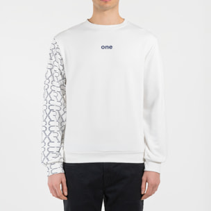 Maglia french terry in cotone organico con stampa sulla manica narrow fit