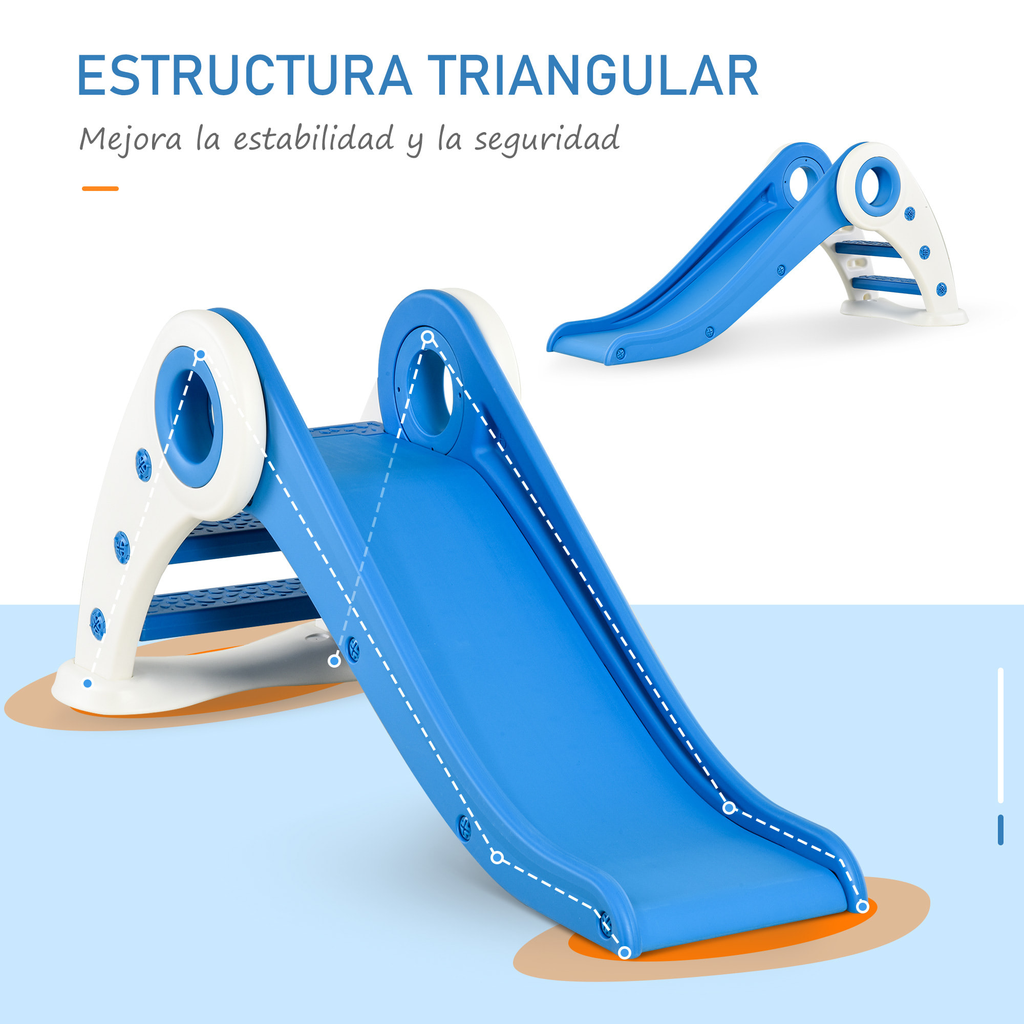 Tobogán Infantil con Escalera y Rampa Azul