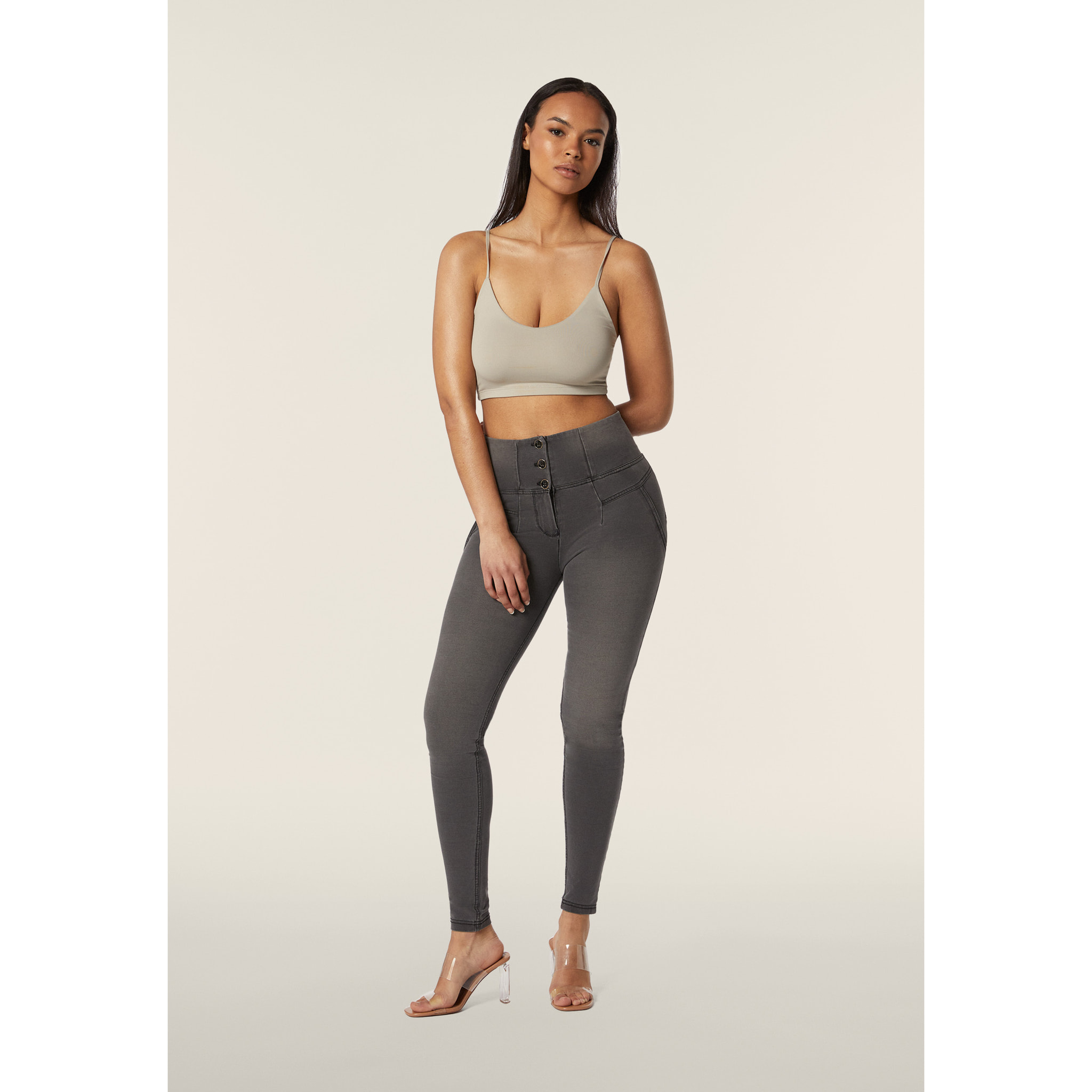 Jeggings push up WR.UP® superskinny vita alta con impunture