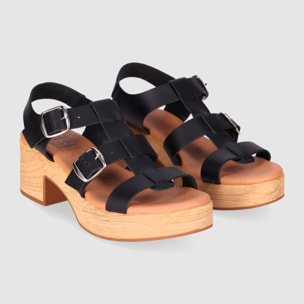 Sandalias de Piel - Negro - Tacón: 6 cm