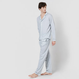 Pijama largo camisero algodón sarananda celeste