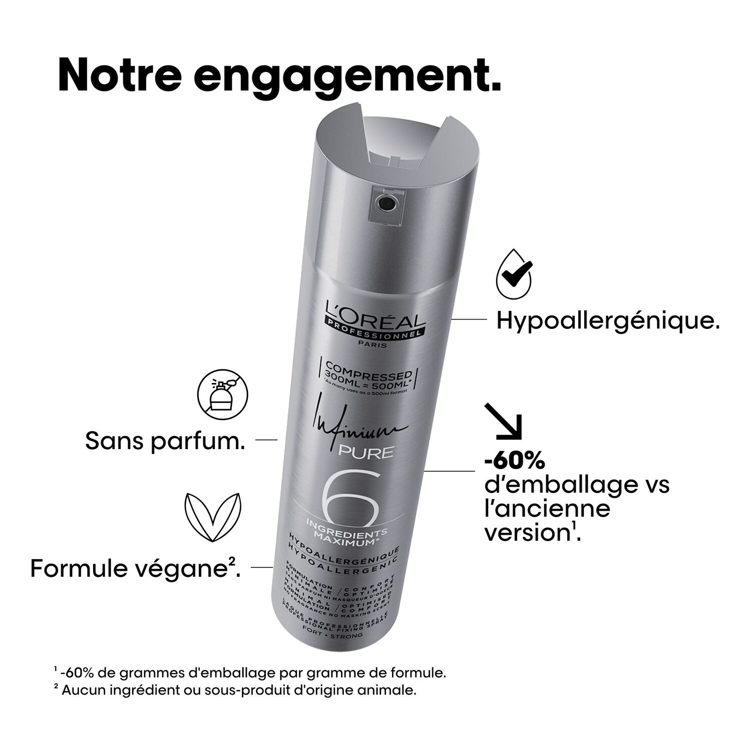 Tecni.art Infinium Pure Fort - Laque Fixation Forte Tenue Longue Durée 300 ml