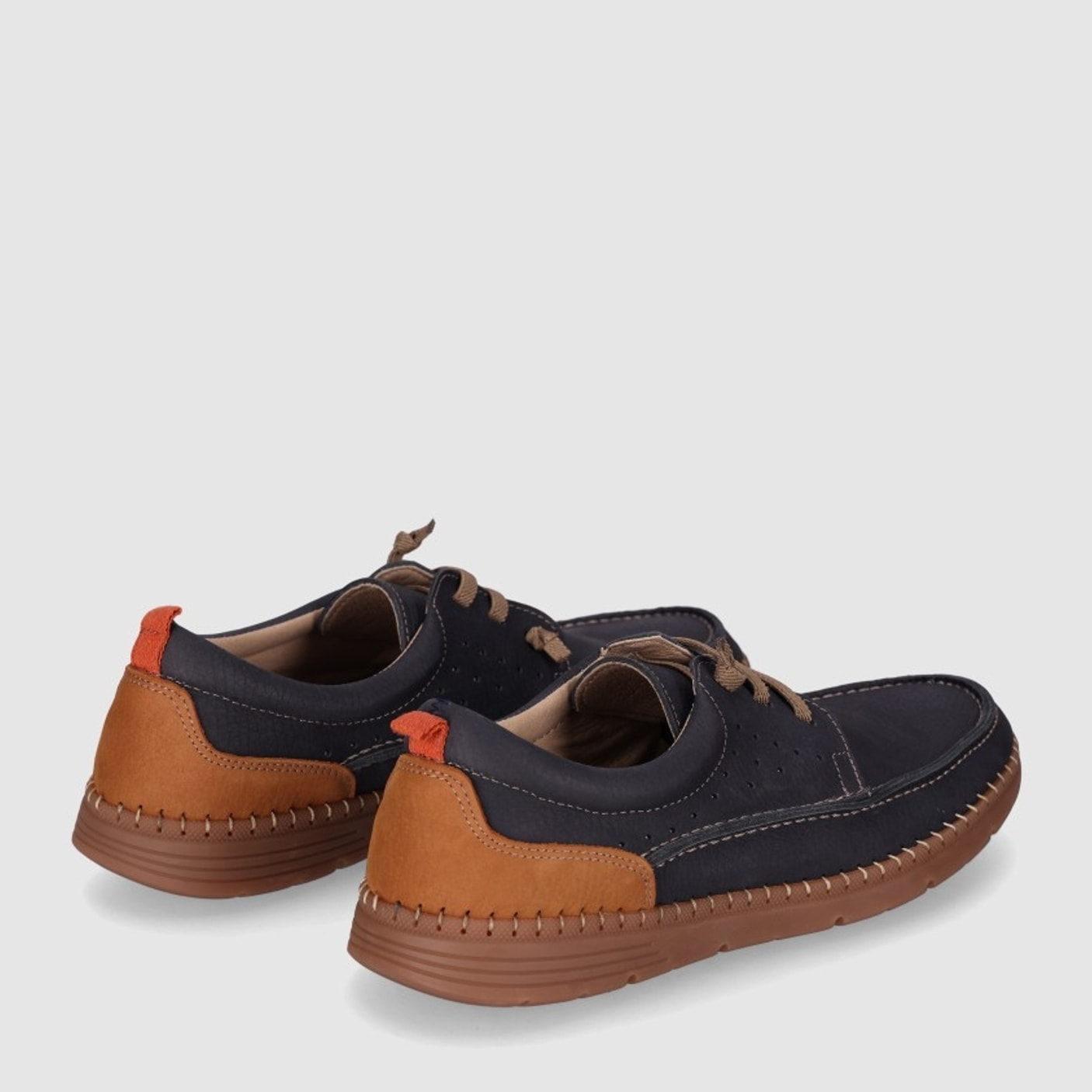 Zapatos de Piel - Marino - Tacón: Bajo