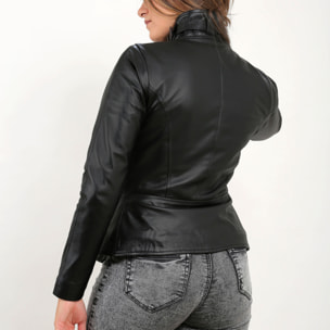 Giubbino in vera pelle di vitello Nero-Slim Fit