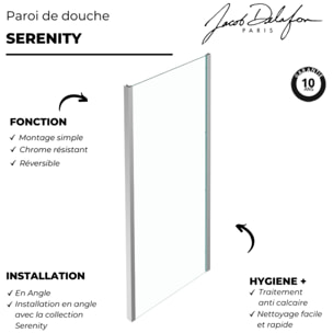 Paroi douche latérale Serenity, 80 cm