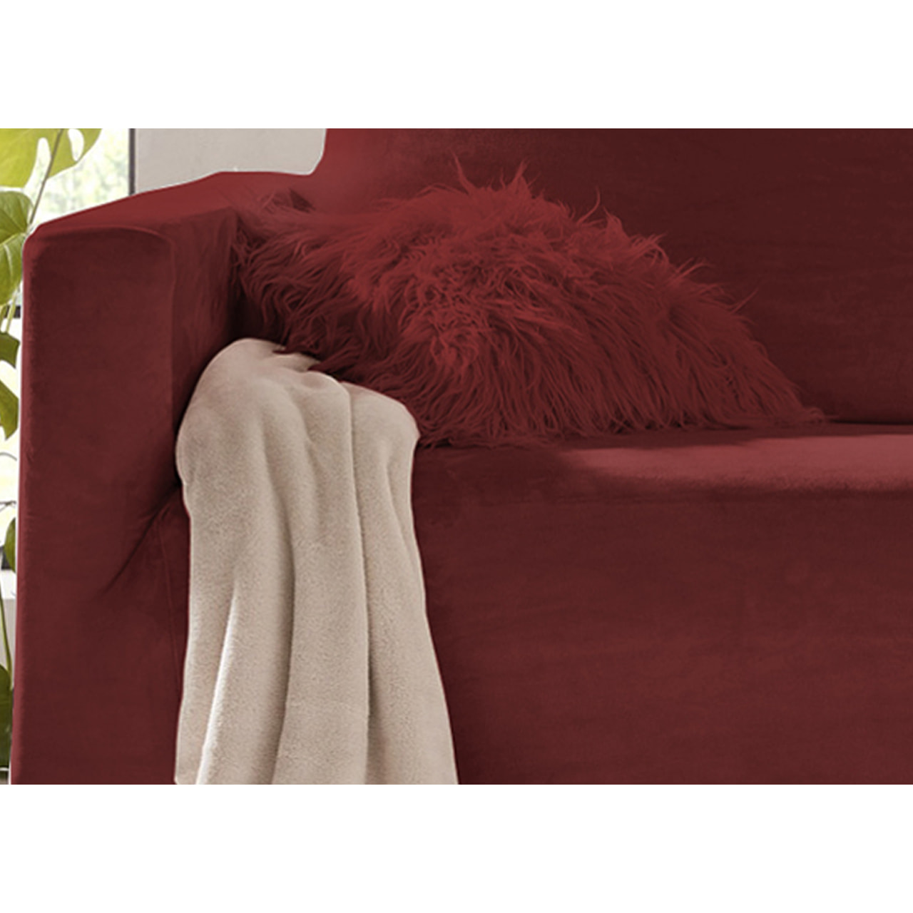 Copripoltrona Elasticizzato In Tinta Unita Effetto Velluto Modello Morbidissimo Colore Bordeaux