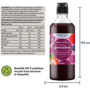 Concentré SODASTREAM saveur grenadine sans sucres 440mL