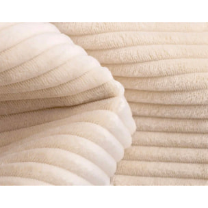 Tristan - Canapé lit 3 places convertible express couchage quotidien 140 cm matelas 14 cm en velours côtelé - Beige