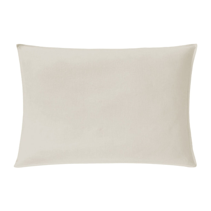Taie d'oreiller unie en lin lavé, Made in France, NOUVELLE VAGUE , Beige naturel